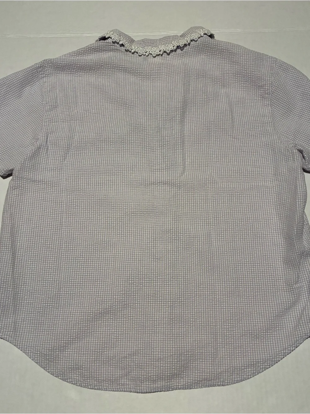 Sag Harbor Lavender Gingham Button-Front Shirt with Lace Trim  Sleepwear Set S